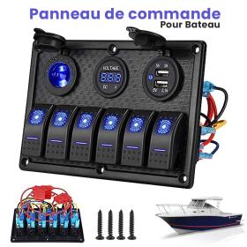 Panneau de commande 12 V pour Bateau avec Affichage de Voltage – لوحة تحكم