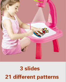 Table à dessin avec projecteur dauphine rose - 36 images différentes - Planche à dessin